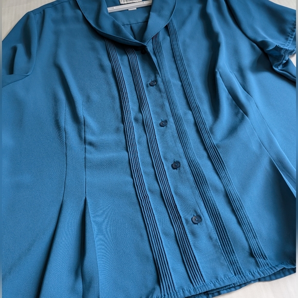 Women's Teal Blue Button Down Blouse Croft & Barrow - Picture 5 of 11